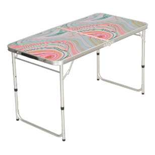 blush pink coral mint green rainbow marble swirls beer pong table