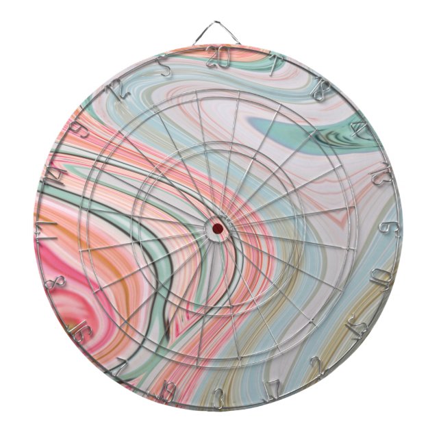 blush pink coral mint green rainbow marble swirls dartboard (Front)