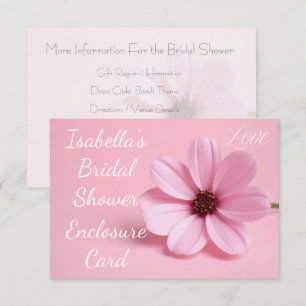 Blush Pink Cosmos Floral Script Bridal Shower  Enclosure Card