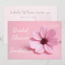 Blush Pink Cosmos Floral Script Bridal Shower