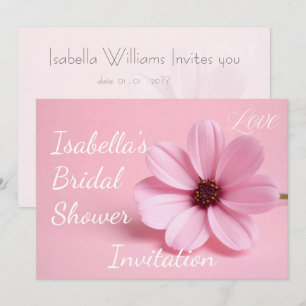 Blush Pink Cosmos Floral Script Bridal Shower Invitation