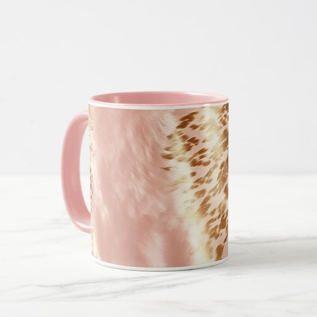 Blush Pink Cow Animal Print Mug (Front Left)