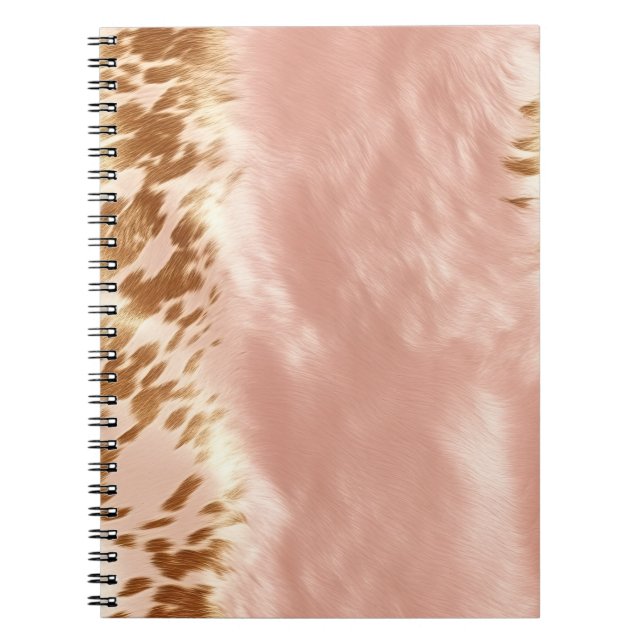 Blush Pink Cow Animal Print Notebook (Front)