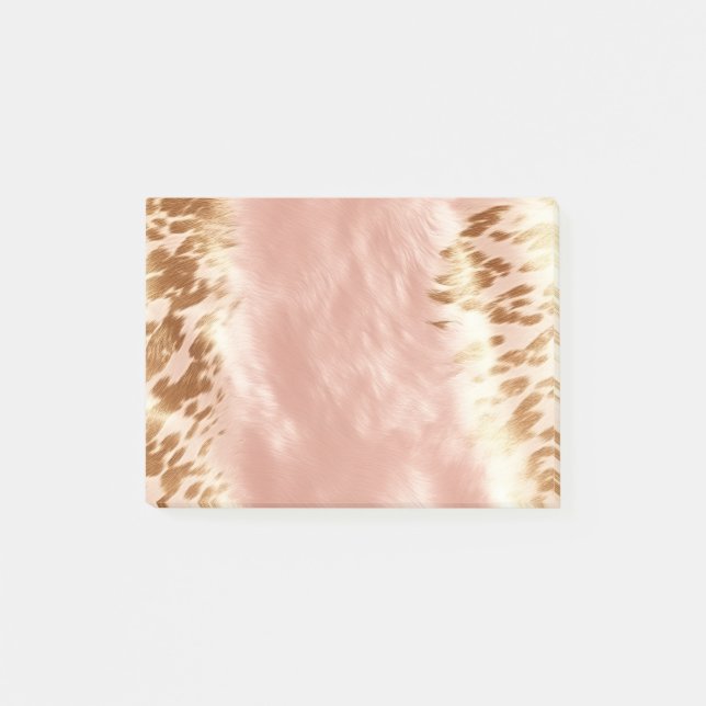 Blush Pink Cow Animal Print Post-it Notes (Front)