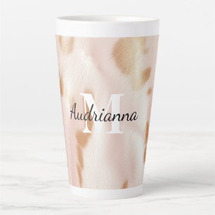 Blush Pink Cowgirl Cowhide Monogram Latte Mug