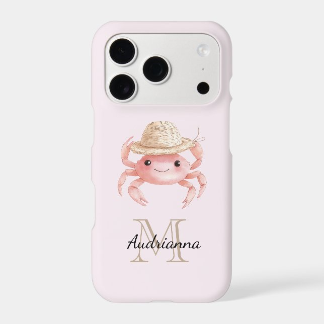 Blush Pink Crab with Hat Monogram (Back)