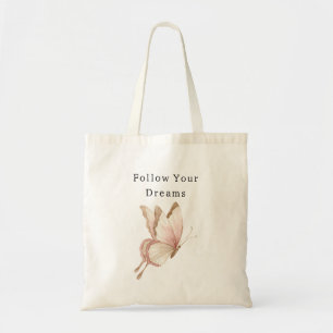 Blush Pink Cream Butterfly Dreams Tote Bag
