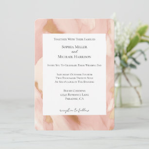 Blush Pink Cream Faux Cowhide Wedding Invitation