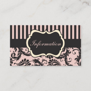 Blush PInk, Cream, Grey Damask Enclosure Card