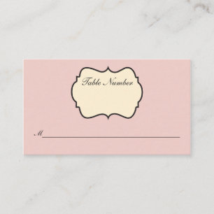 Blush Pink, Cream, Grey Damask Place Card