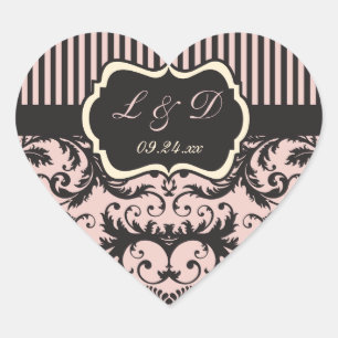 Blush Pink, Cream, Grey Monogram Wedding Sticker