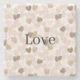 Blush Pink Cream Hearts Love   Stone Coaster