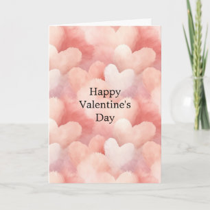 Blush Pink Cream Hearts Love Valentine's Day Card