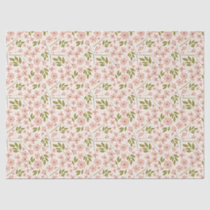 Blush Pink, Cream Spring Floral Patterned Tissue Paper