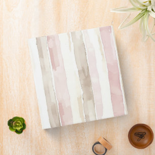 Blush Pink Cream Stripes Binder