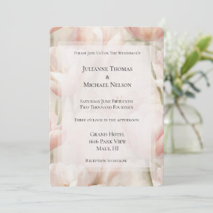 Blush Pink Cream Tulips Flowers Romantic Wedding Invitation