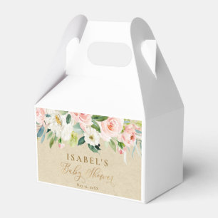 Blush Pink & Cream Watercolor Rustic Greenery Baby Favor Box