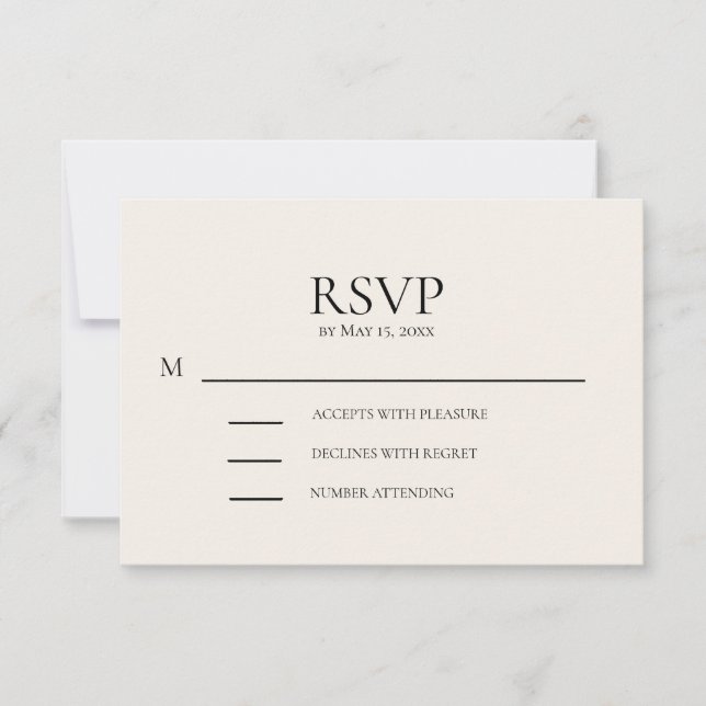 Blush Pink Cream Wedding RSVP Card (Front)