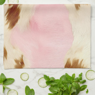 Blush Pink Cream White Gold Cowhide Kitchen Towel