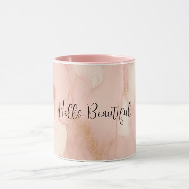 Blush Pink Cream White Gold Cowhide Mug (Center)