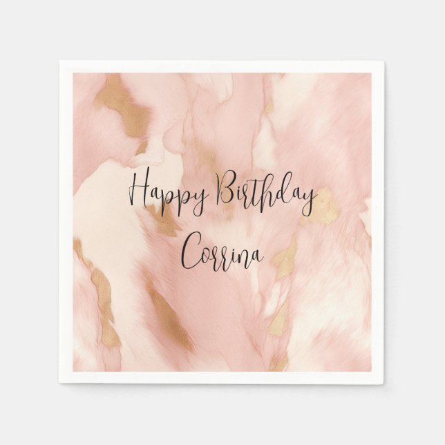 Blush Pink Cream White Gold Cowhide Napkin (Front)