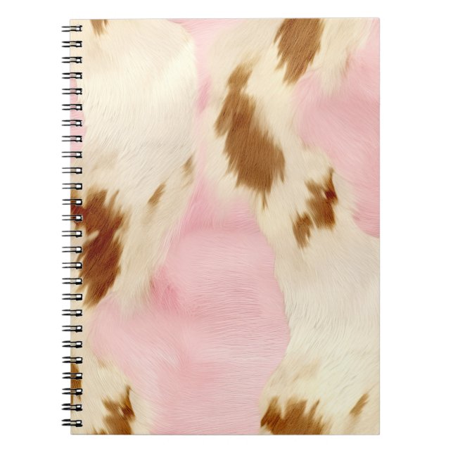 Blush Pink Cream White Gold Cowhide Notebook (Front)