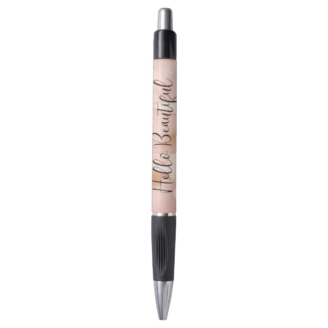 Blush Pink Cream White Gold Cowhide Pen (Front Vertical)
