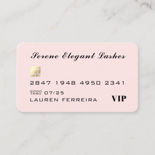 Blush Pink Credit Card Style Business Card (Front)