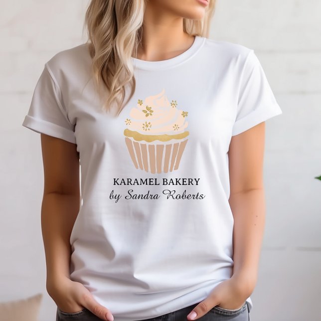 Blush Pink Cupcake Bakery Business T-Shirt (Blush pink cupcake bakery tshirt)