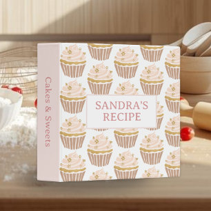 Blush Pink Cupcakes Pattern Bakery Recipes Binder