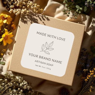 Blush Pink Custom Minimalist Label Botanical Sprig
