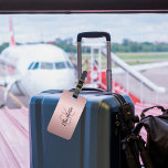 Blush pink custom monogram name script luggage tag<br><div class="desc">A blush pink,  dusty rose background.  Personalize and add a name,  your monogram initials. Your contact information on the back.</div>