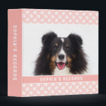 Blush Pink Custom Pet Photo With White Paws & Text Binder<br><div class="desc">Personalizable pet photo template on a blush pink background colour that has a pattern of white dog paw prints. The front and spine both have a personalizable text area for a custom title. This binder was designed with pet owners in mind who wish to organize all the important papers regarding...</div>