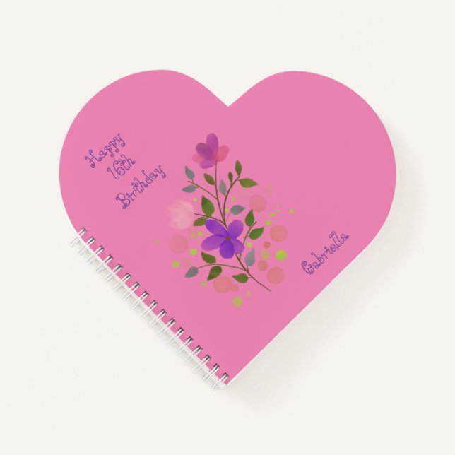 Blush Pink Cute Heart Shaped Spiral Notebook (Front)