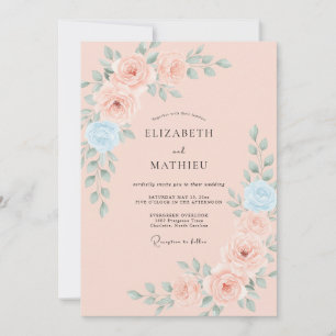 Blush Pink Dainty Rose Wedding Invitation
