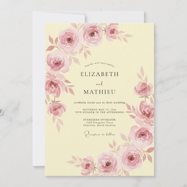 Blush Pink Dainty Spring Wedding Invitation (Front)