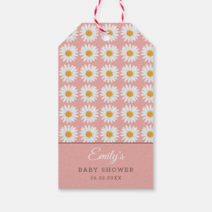 Blush Pink Daisy Floral Pattern Baby Shower Gift Tags