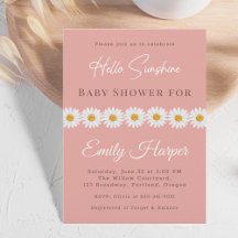 Blush Pink Daisy Hello Sunshine Floral Baby Shower