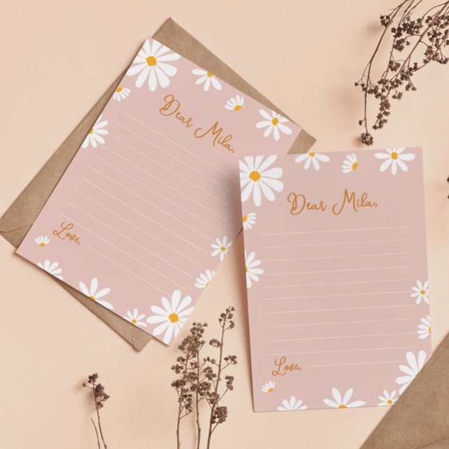 Blush Pink Daisy Time Capsule Note Message Card (Creator Uploaded)
