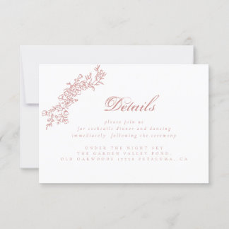 Blush Pink Details Info card, Information Detail Invitation