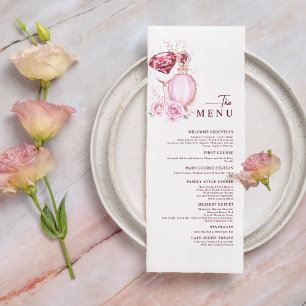 Blush Pink Diamond and Rose Bridal Shower Menu