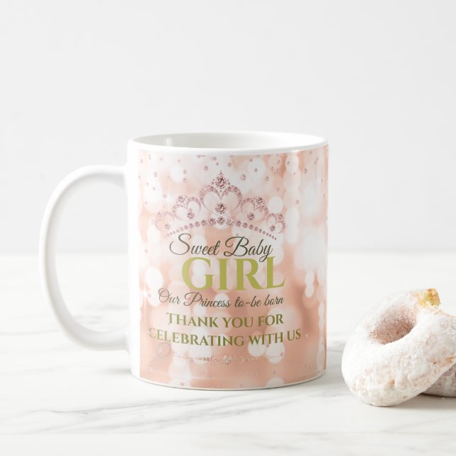 Blush Pink Diamond Rose Gold Sweet Baby Coffee Mug (With Donut)