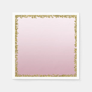 Blush Pink Dipped Gold Glitter Glam Sparkle Party Napkin
