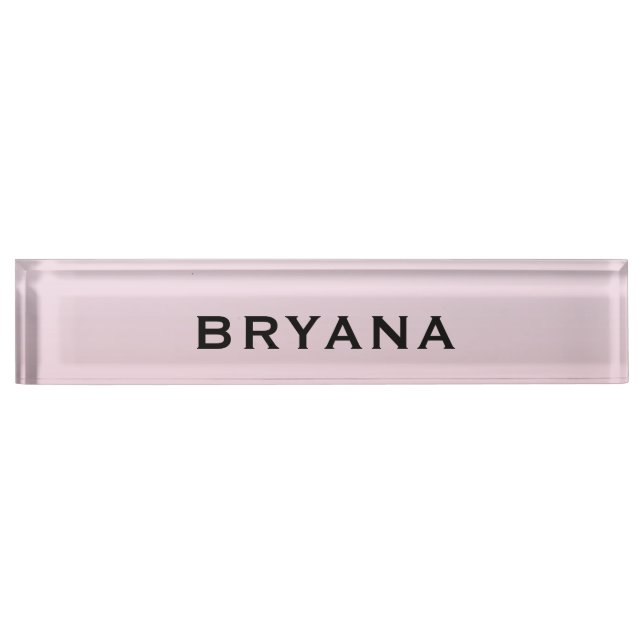 Blush Pink Dipped Modern Personalized Desk Nameplate (Front)