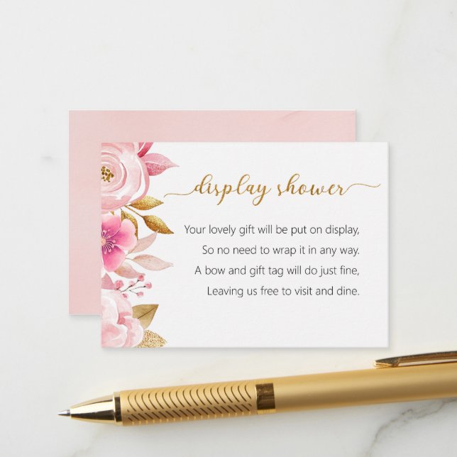 Blush Pink Display Shower Insert Card (Front/Back In Situ)