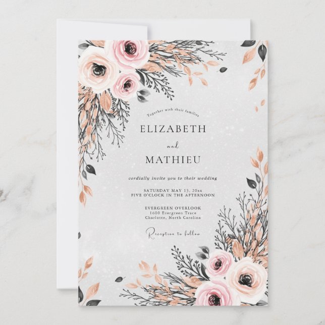 Blush Pink Divine Spring Wedding Invitation (Front)
