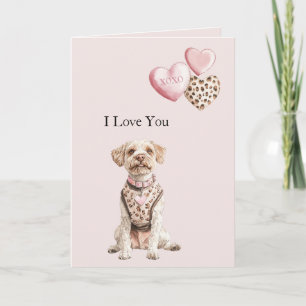 Blush Pink Dog Hearts Love Card