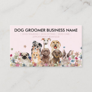 Blush Pink Dog Walker Appointment Business Card