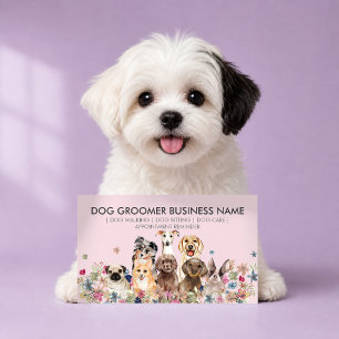Blush Pink Dog Walker Appointment Business Card