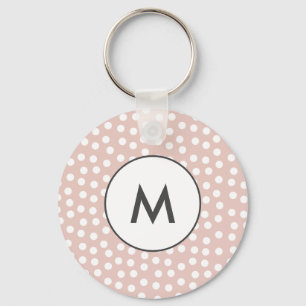 Blush pink dotted monogram keychain